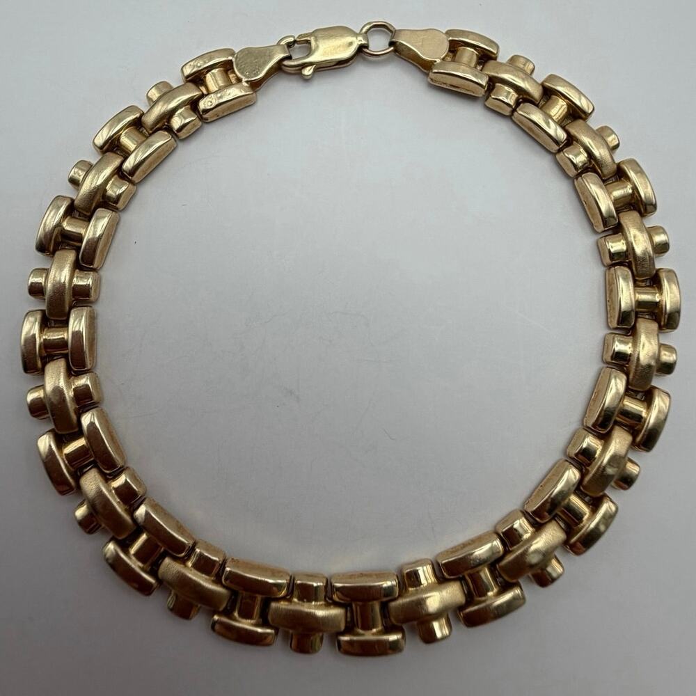 Vintage 10K Yellow Gold Link Bracelet with 14K Lobster Clasp (4.77g) Lightweight